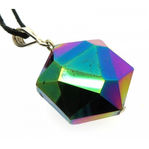 Titanium Aura Hexagon Crystal Pendant